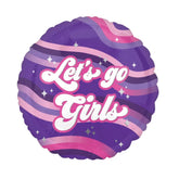 17 inch Let's Go Girls Pink Purple Stars Girly Foil Balloon 29